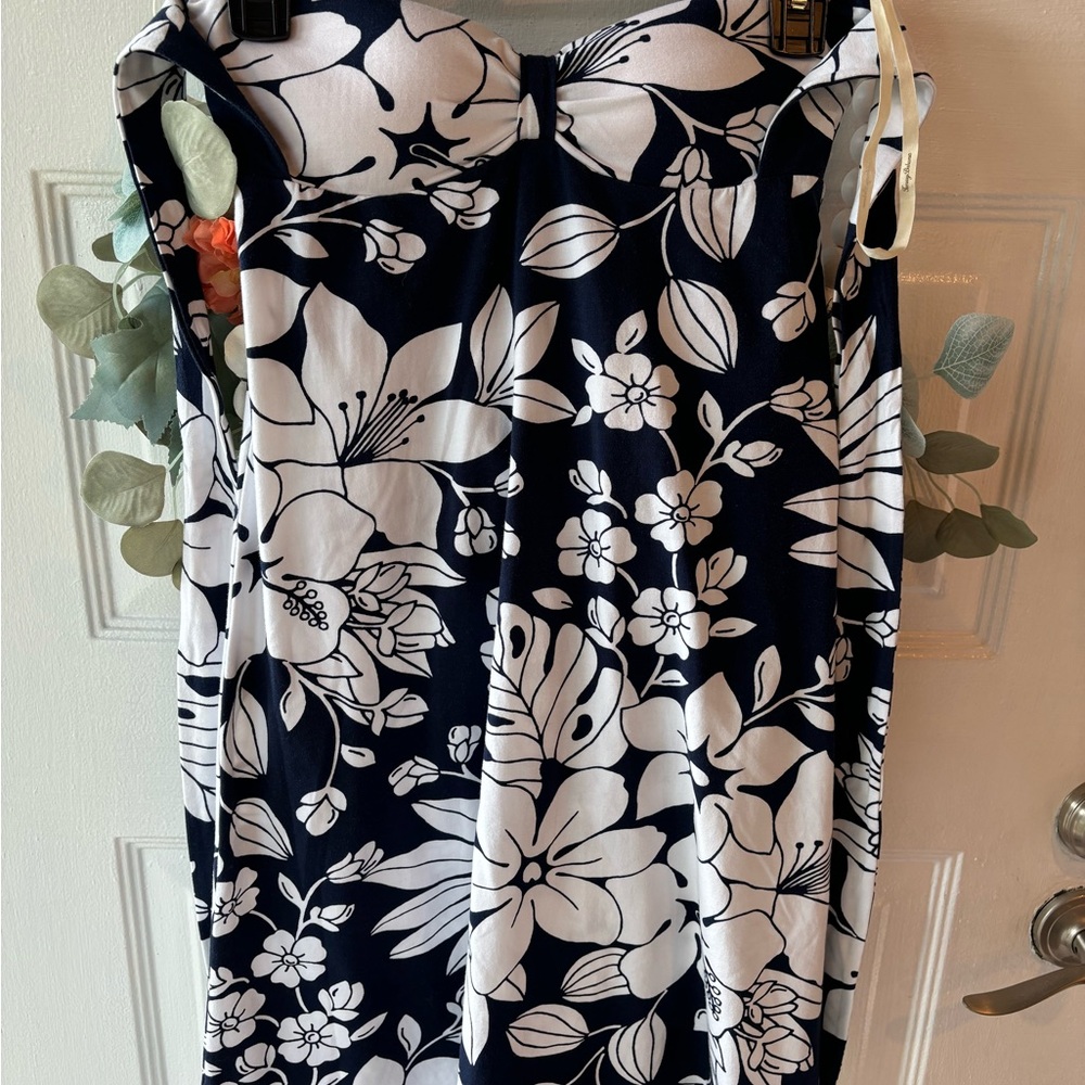 Tommy Bahama Navy and White Floral Dress